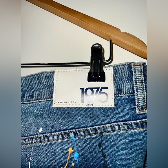 ZARA Unique Paint Splatter Distressed Denim Jeans - Picture 5 of 8